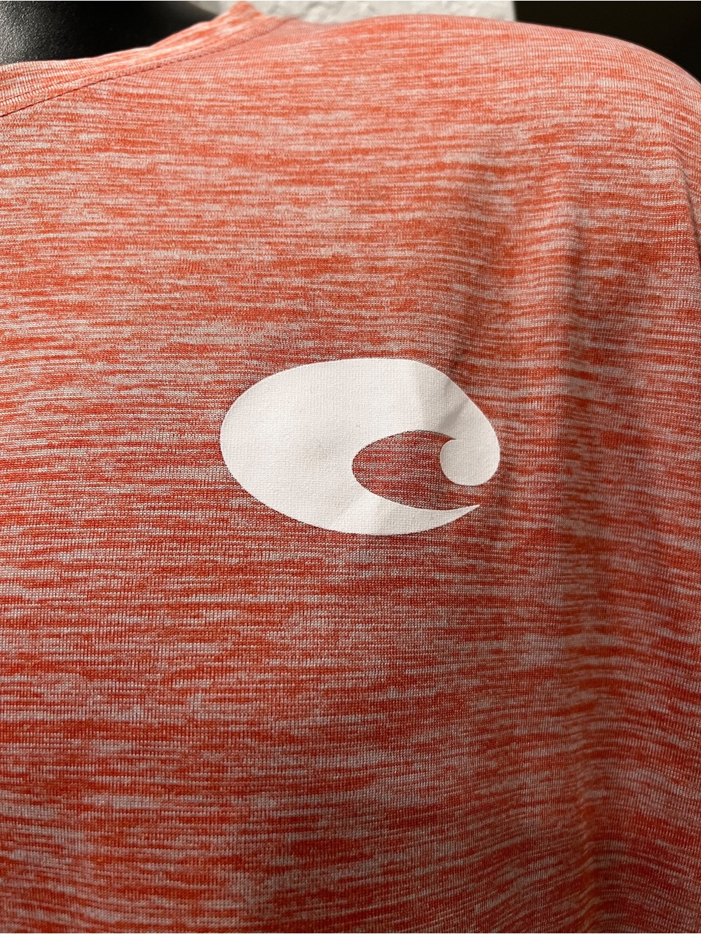 Costa Heathered Coral-White Long Sleeve Logo Shirt - Picture 4 of 7